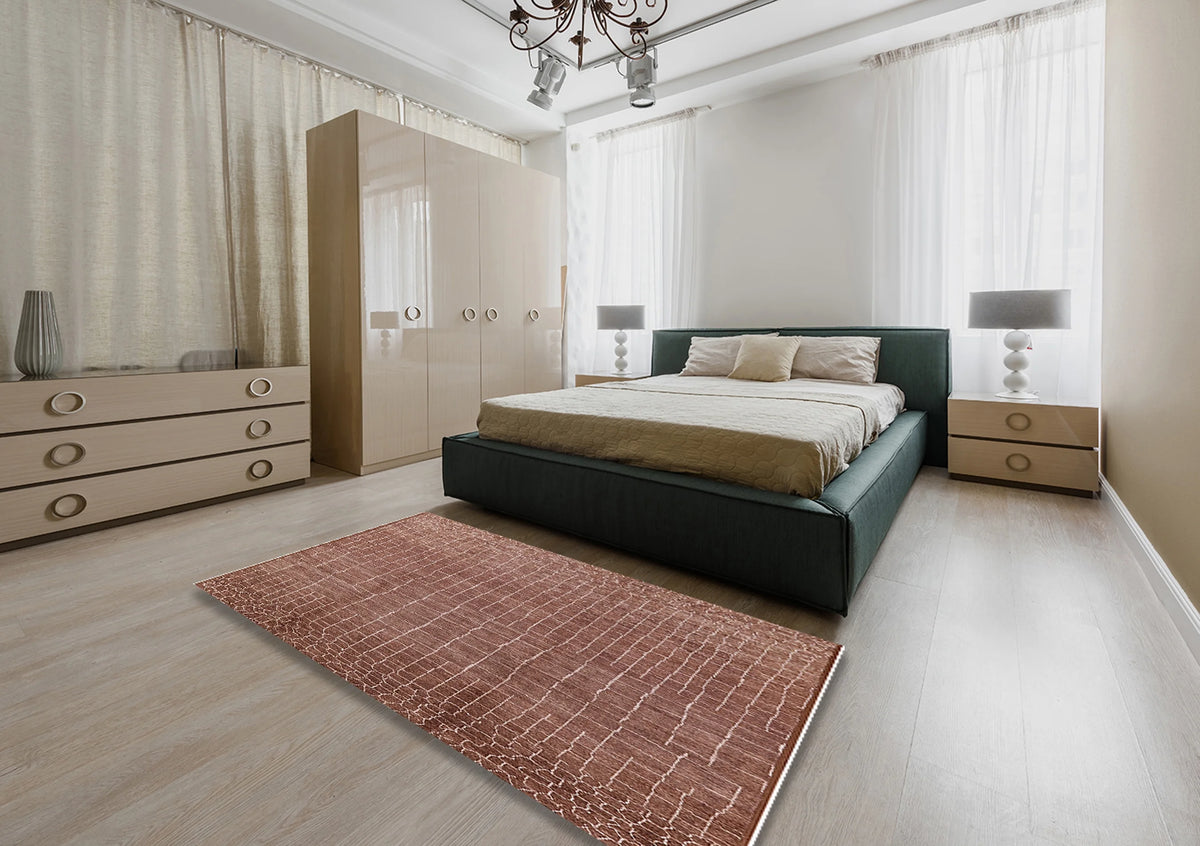 Light Copper Gold Rectangle Area Rug P7678