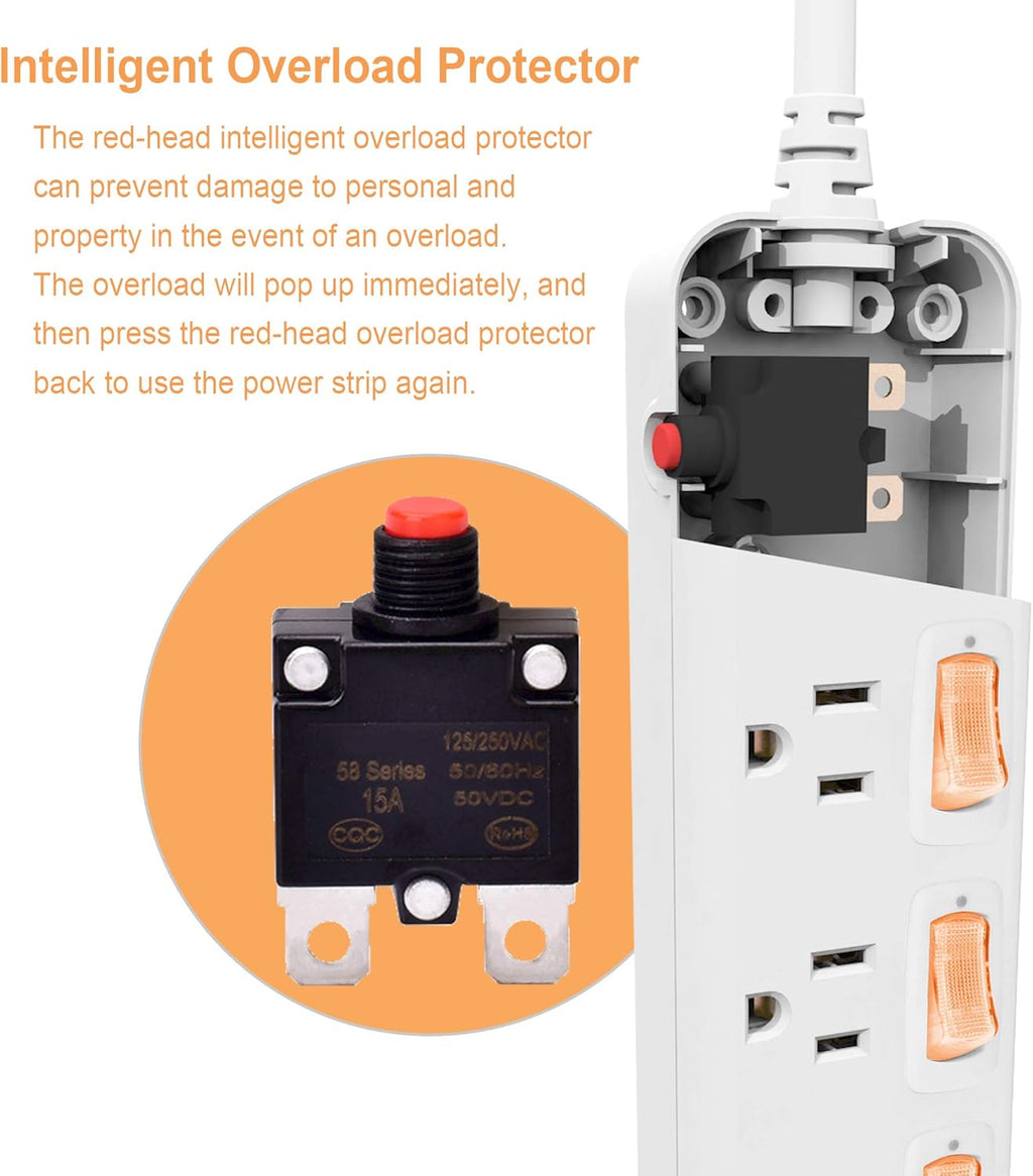 4 Outlets Surge Protector Power Strip with Individual Switch S278