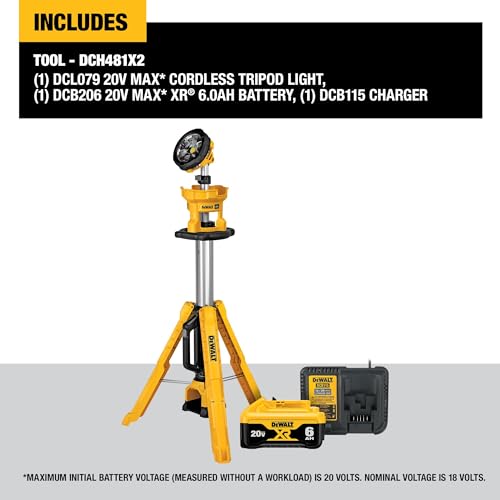 20V MAX Cordless LED Work Light and Tripod Base Kit with Battery and Charger T592
