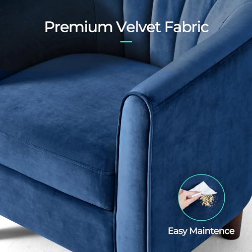 Olive Green Velvet Accent Chair with Ottoman V4847
