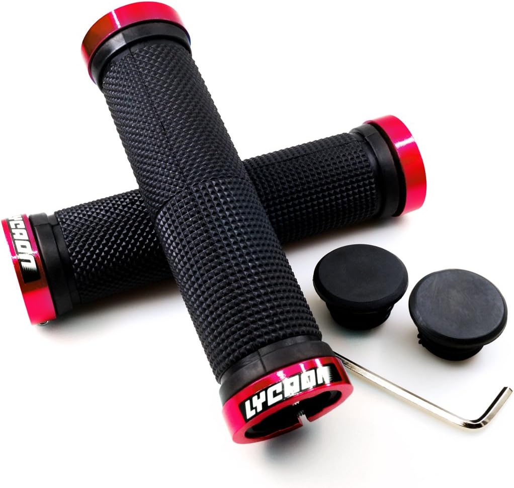 Non-Slip Rubber Bicycle Handlebar Grips with Aluminum Lock K10476