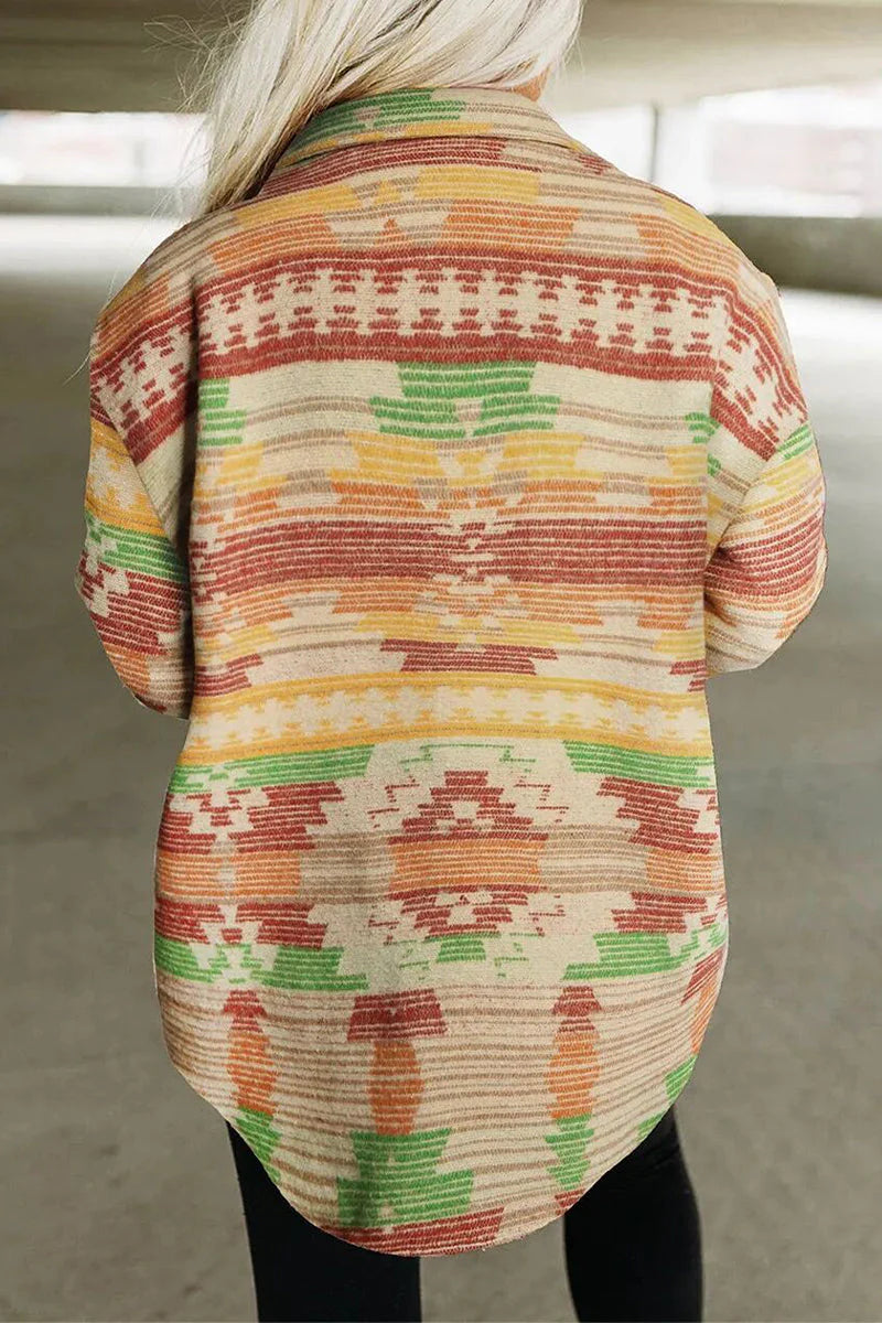 Color Block Contrast Turndown Collar Outerwear I203935