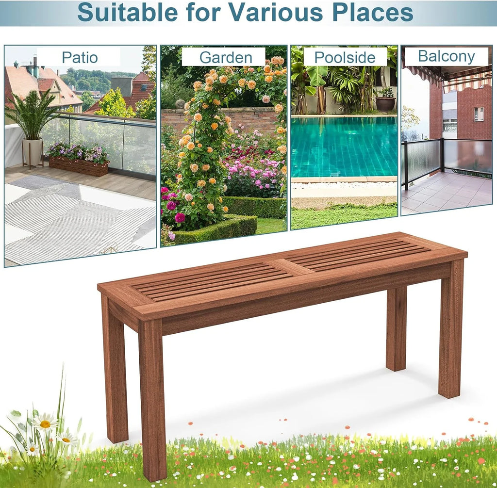 Weather Resistant Solid Wood 2 Seater Outdoor Bench D160374