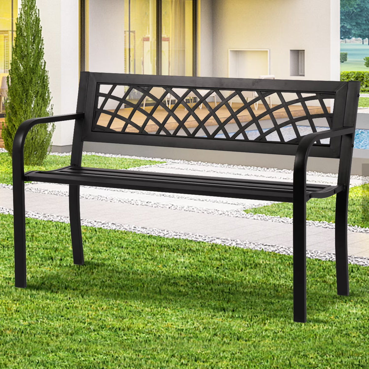 Black Cast Iron Outdoor Bench E7047