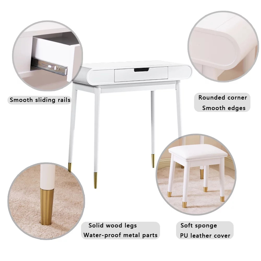 White Makeup Vanity Table Set with Stool T8808