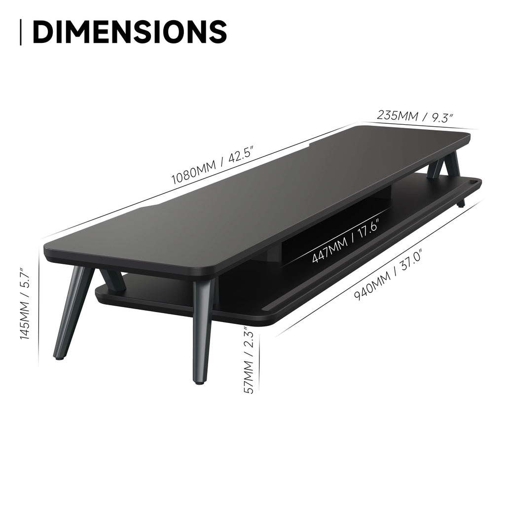 42.5 Inch Dual Monitor Stand Riser Desk Shelf with Storage Organizer B8948