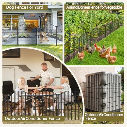 16 Panels 32in x 38.6ft Rustproof Metal Garden Fence with Gate Y82371