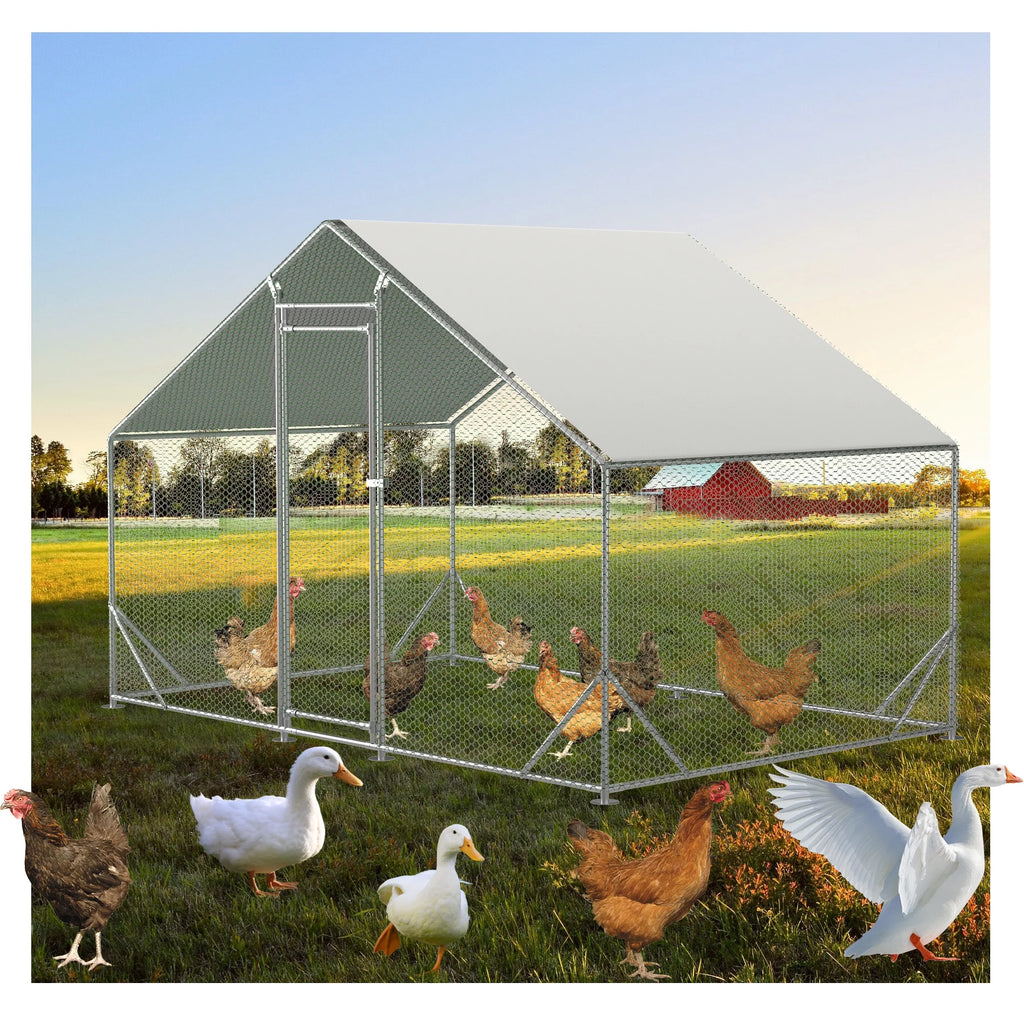 Large Metal Chicken Coop with Waterproof Cover P9866