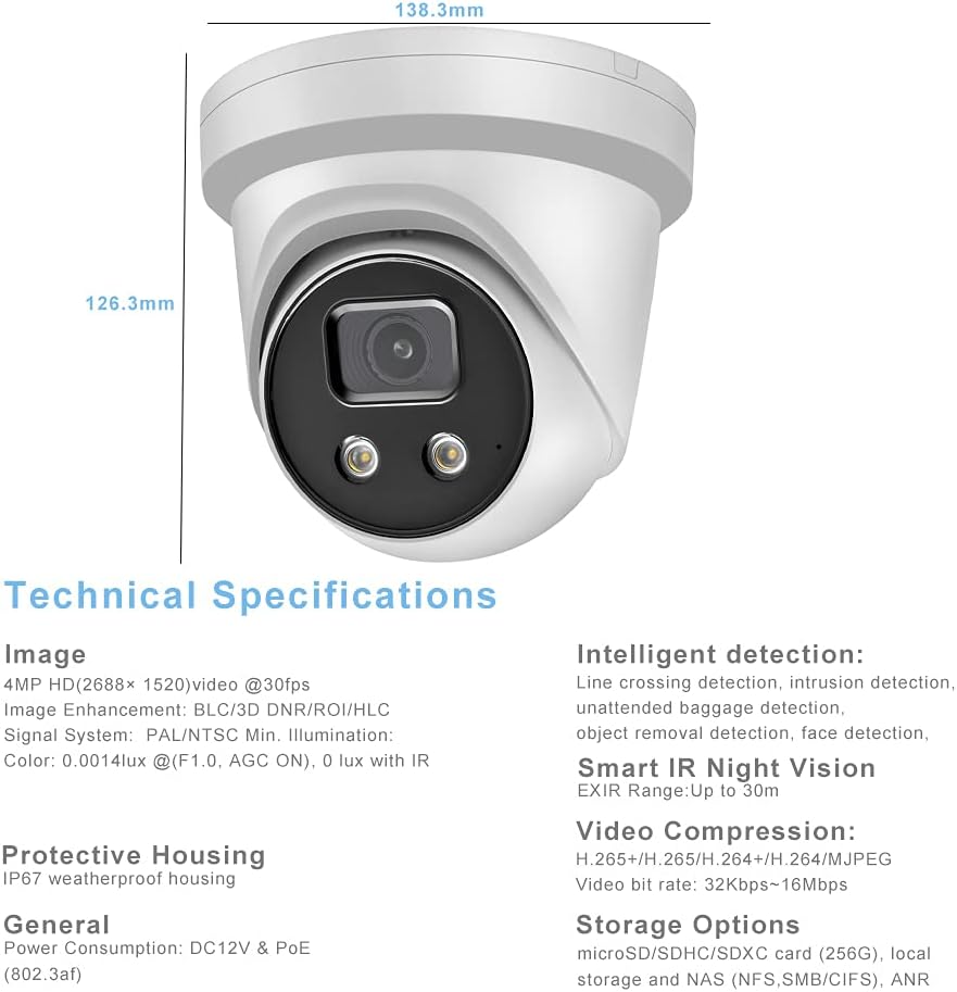4MP POE IP Camera with Built-in Microphone and SD Slot P703