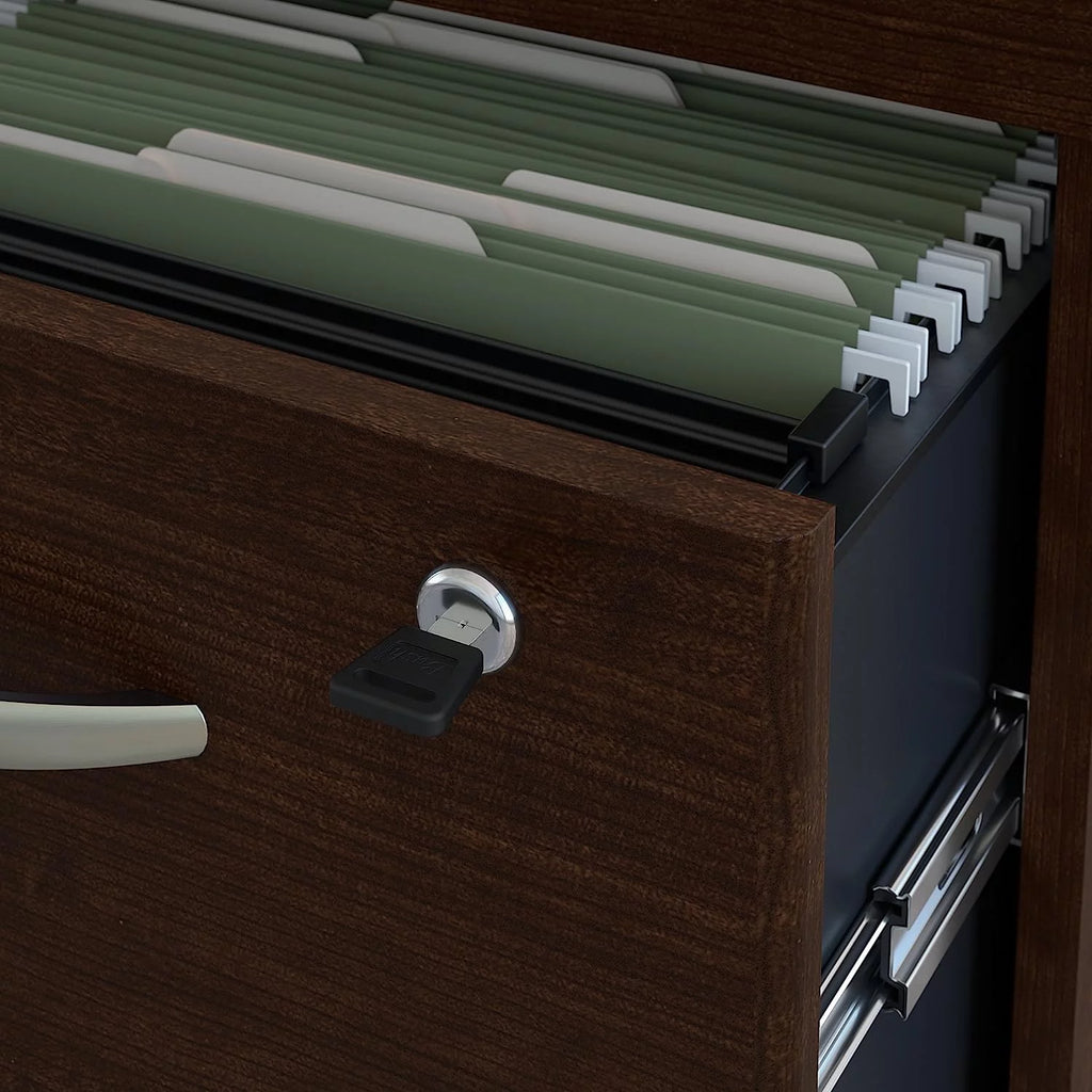 72W Corner Desk with 48W Return and Mobile File Cabinet in Mocha Cherry A1951