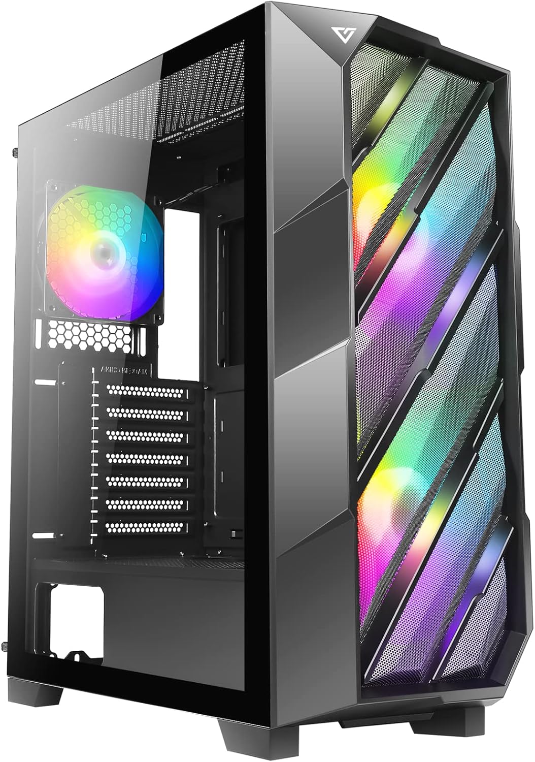 ATX Mid-Tower Case with Tempered Glass Side Panel and ARGB Fans S387
