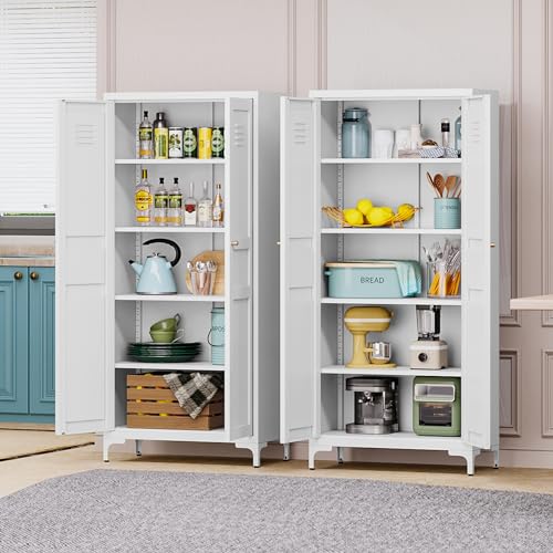 Black 61 inch Metal Pantry Storage Cabinet with Adjustable Shelves H12766