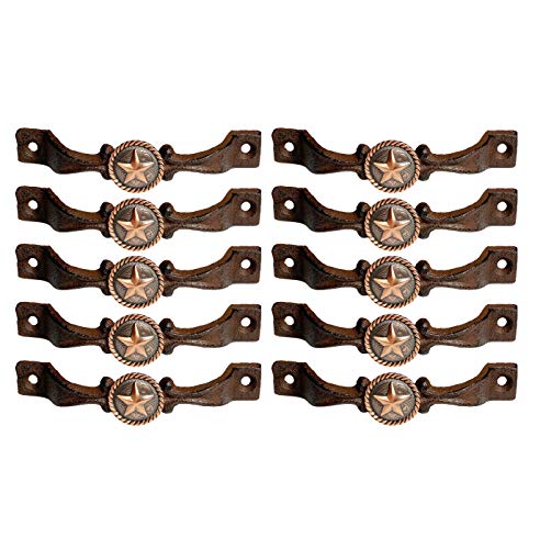 Cast Iron Kitchen Cabinet Handles and Drawer Pulls Antique Country Home Rustic Decor Farmhouse Cabinet Handle Texas Western Star Cabinet Knobs (2, Braided Bronze Star) B9731