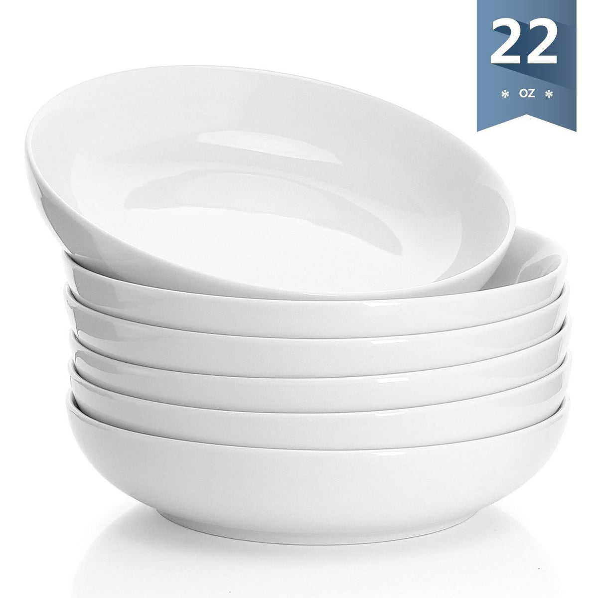 Porcelain Salad Pasta Bowls Set of 6 White P4402