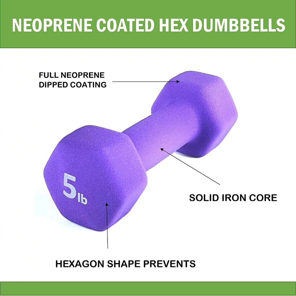 Neoprene 5 Lbs. Hex Dumbbells Set of 2 Z6908