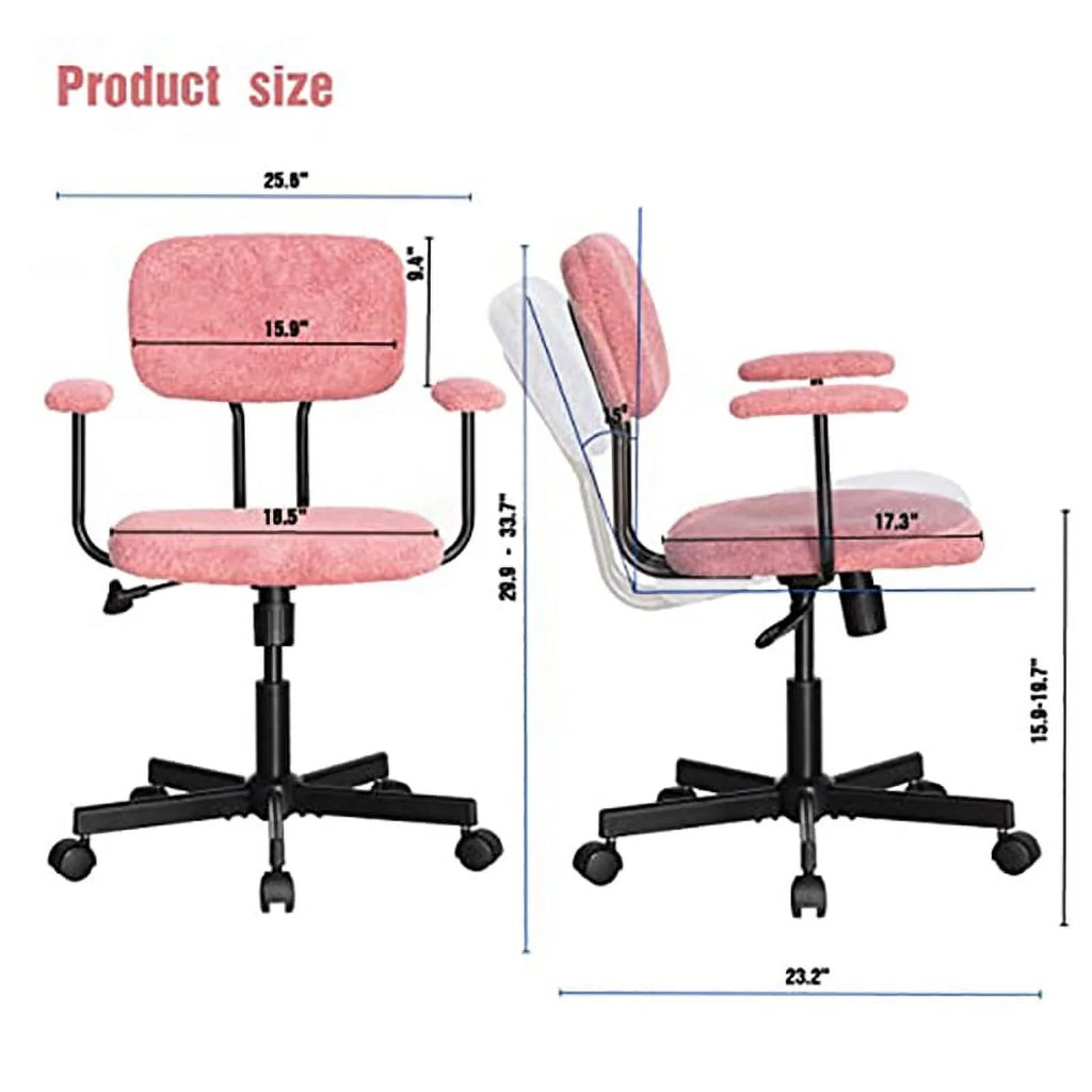 Pink Velvet Fabric Home Office Chair with Armrest Y55842