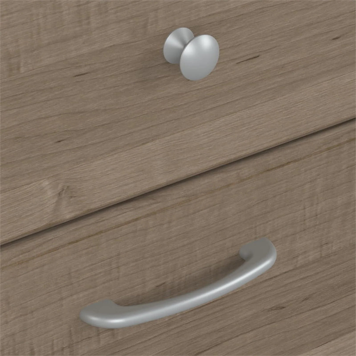 Ash Gray Engineered Wood Sit to Stand L Desk with Hutch O568