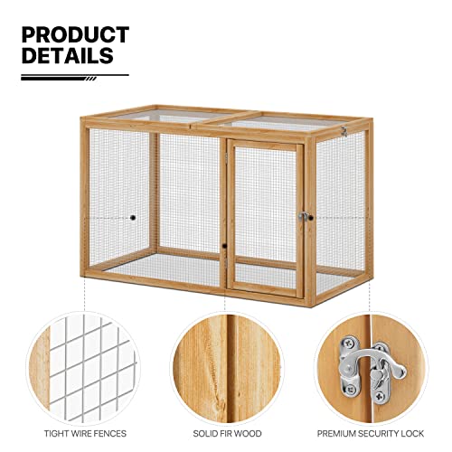 Wood Chicken Cage Rabbit Hutch with Openable Roof and Side Door, 45 x 24 x 28 inch P519