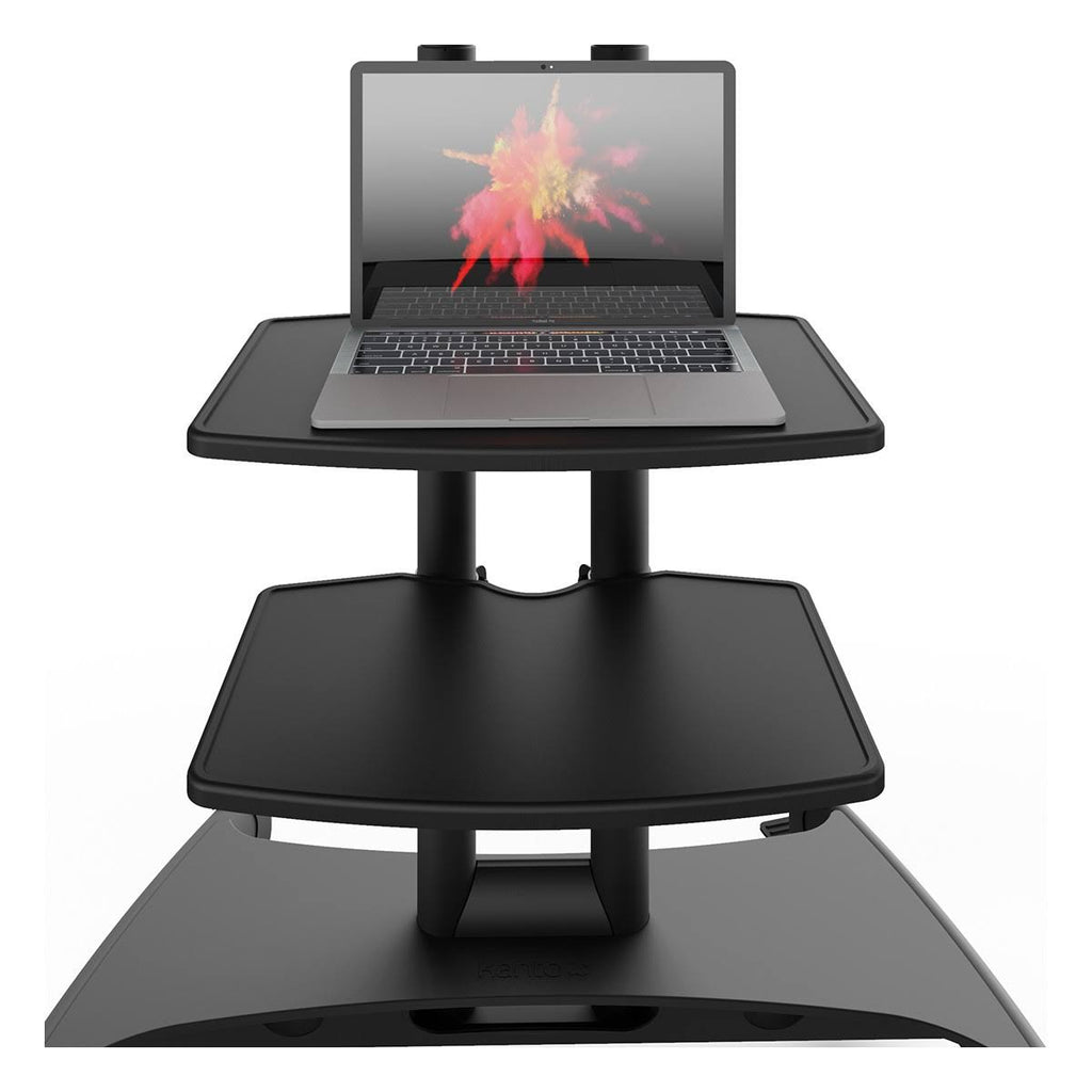 Black Mobile TV Mount with Two Adjustable Shelves G1732