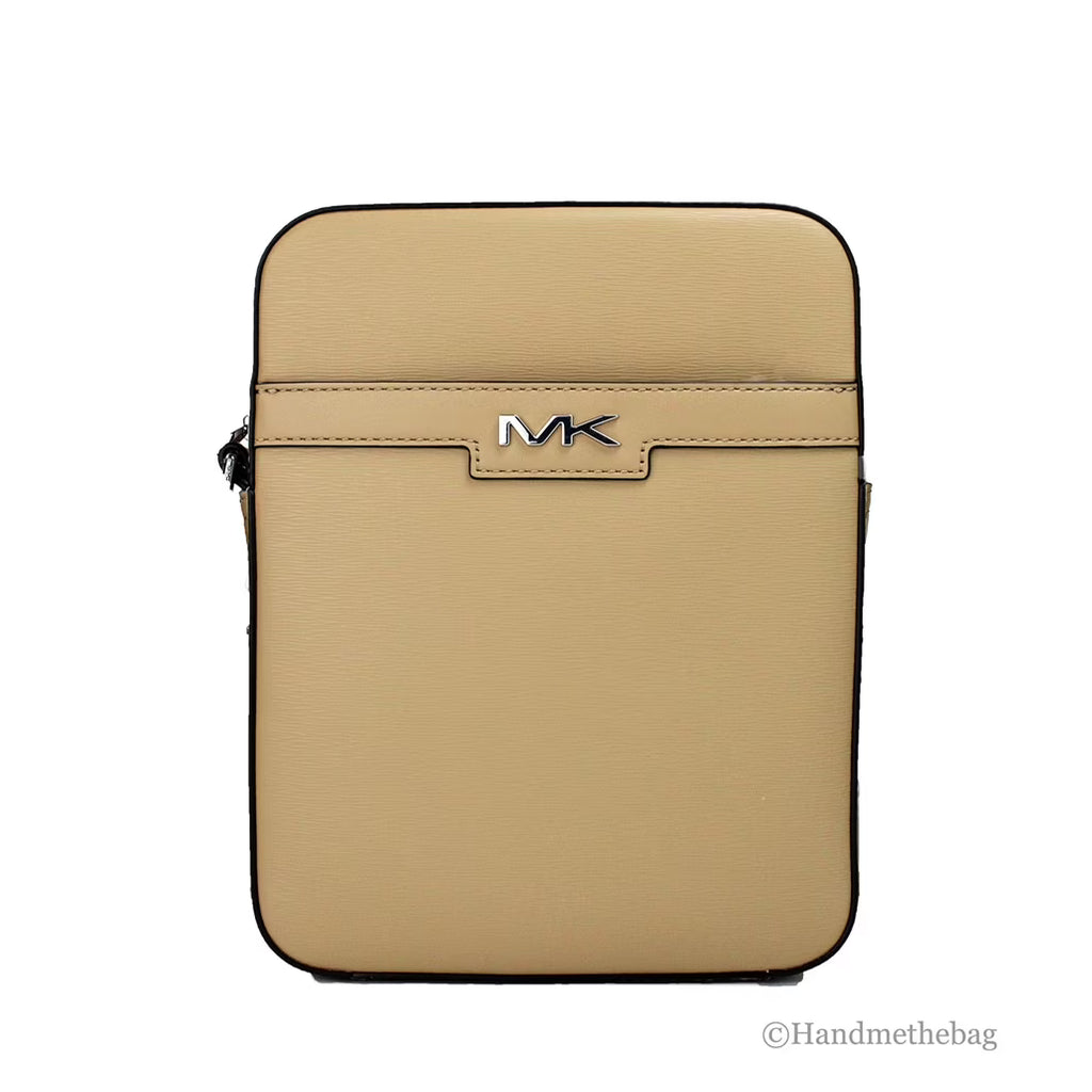 Camel Crossgrain Leather Crossbody Bag D22785