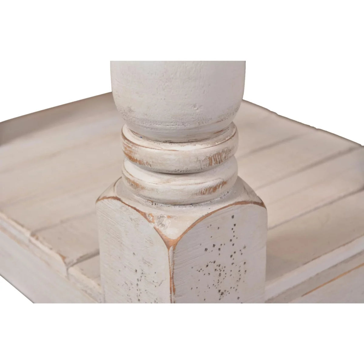 Cottage White and Brown Rectangular Wood End Table J92265