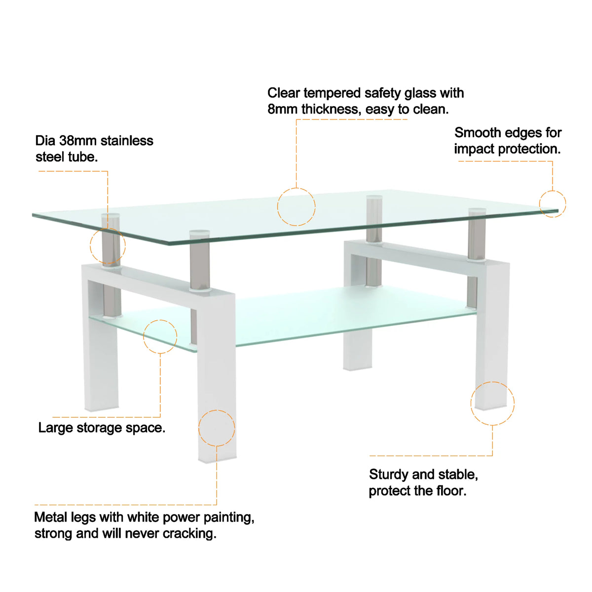 White Glass Coffee Table J704