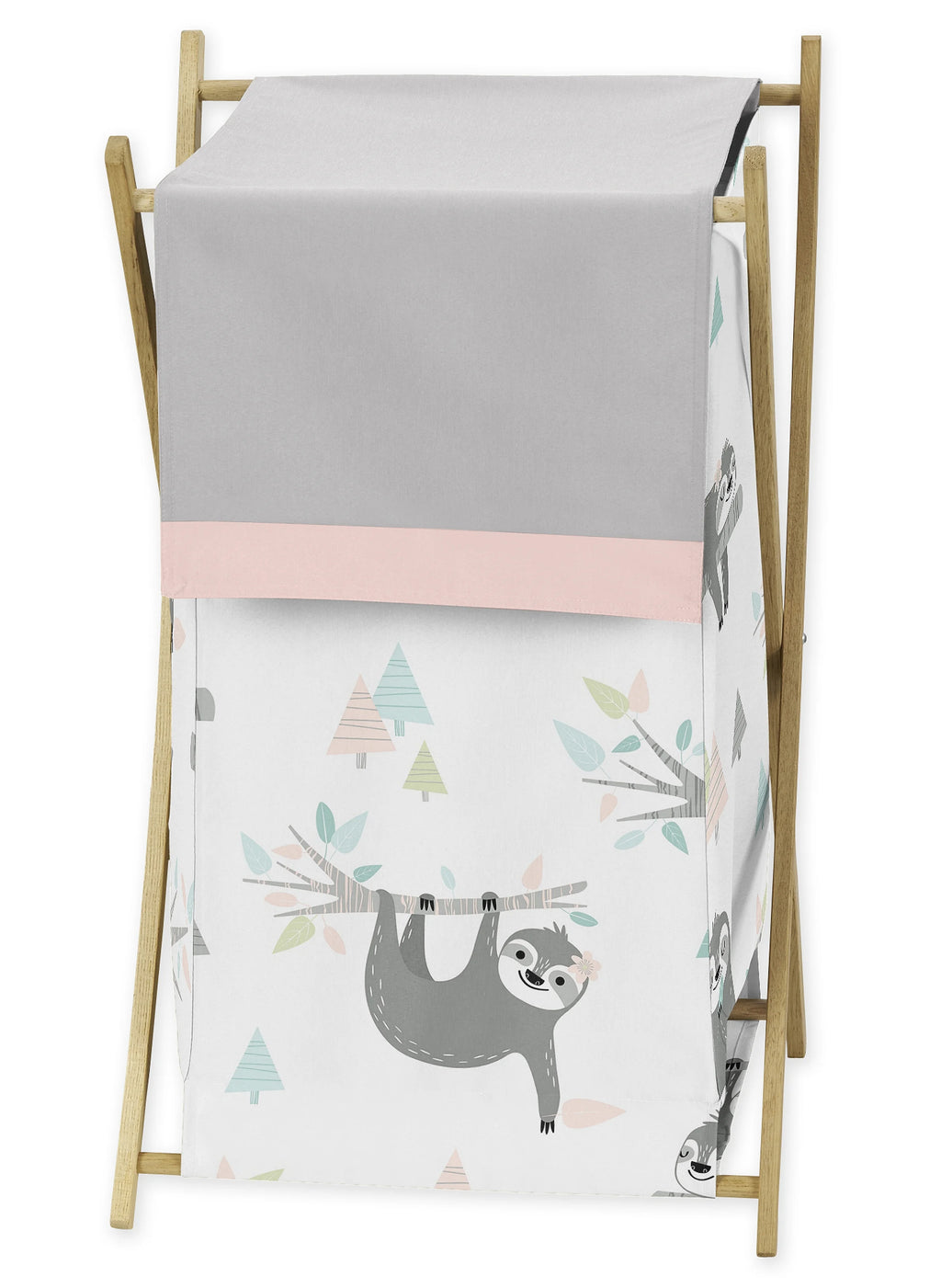 Pink and Grey Jungle Sloth Leaf Baby Kid Clothes Laundry Hamper T4257