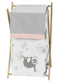 Pink and Grey Jungle Sloth Leaf Baby Kid Clothes Laundry Hamper T4257