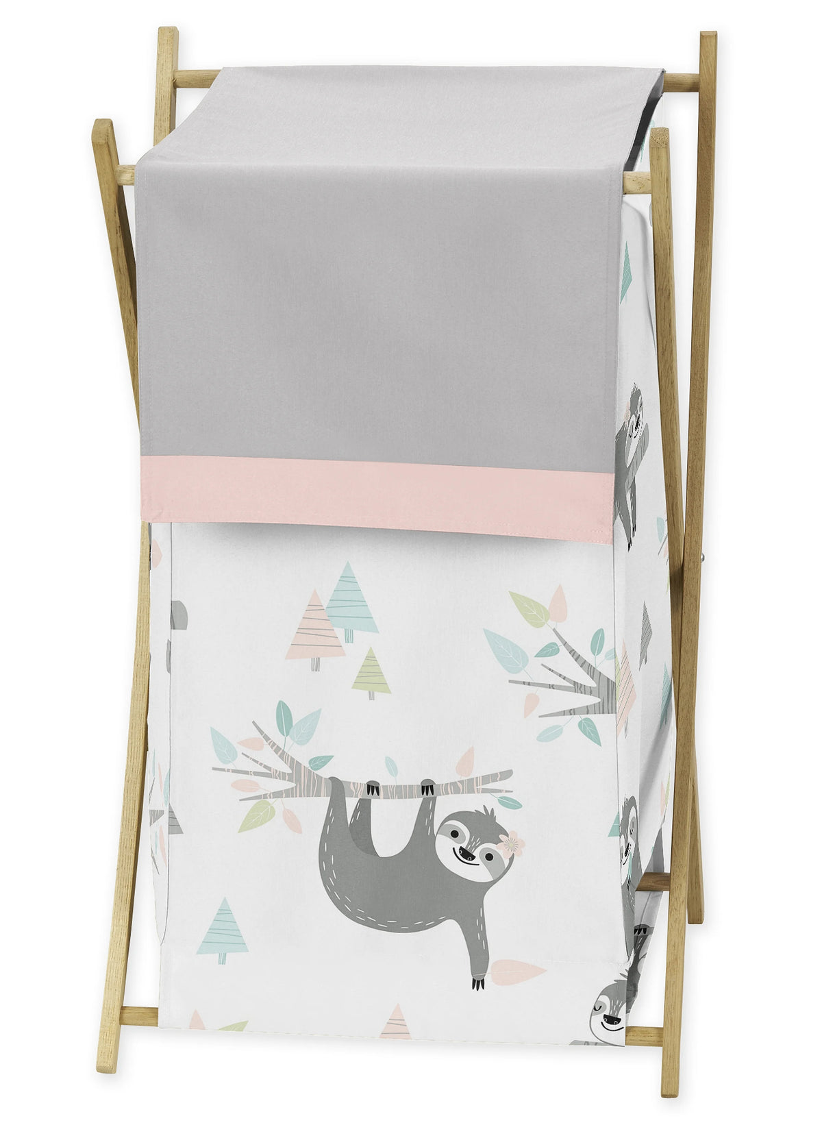 Pink and Grey Jungle Sloth Leaf Baby Kid Clothes Laundry Hamper T4257