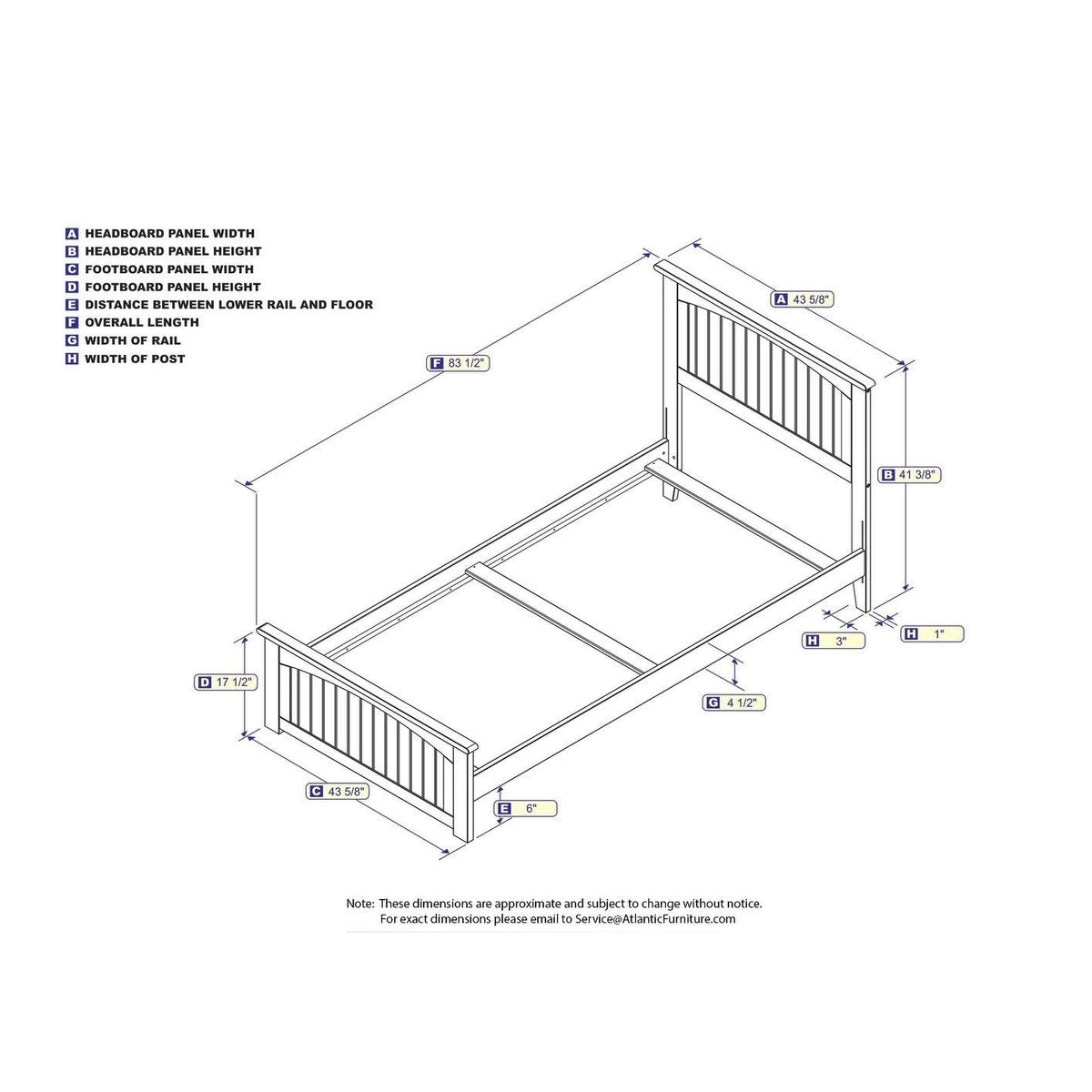Twin XL Traditional Bed with Foot Board in Grey T85151
