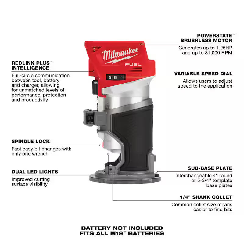18-V Lithium-Ion Brushless Cordless Hammer Drill Driver Kit with Compact Router B8863