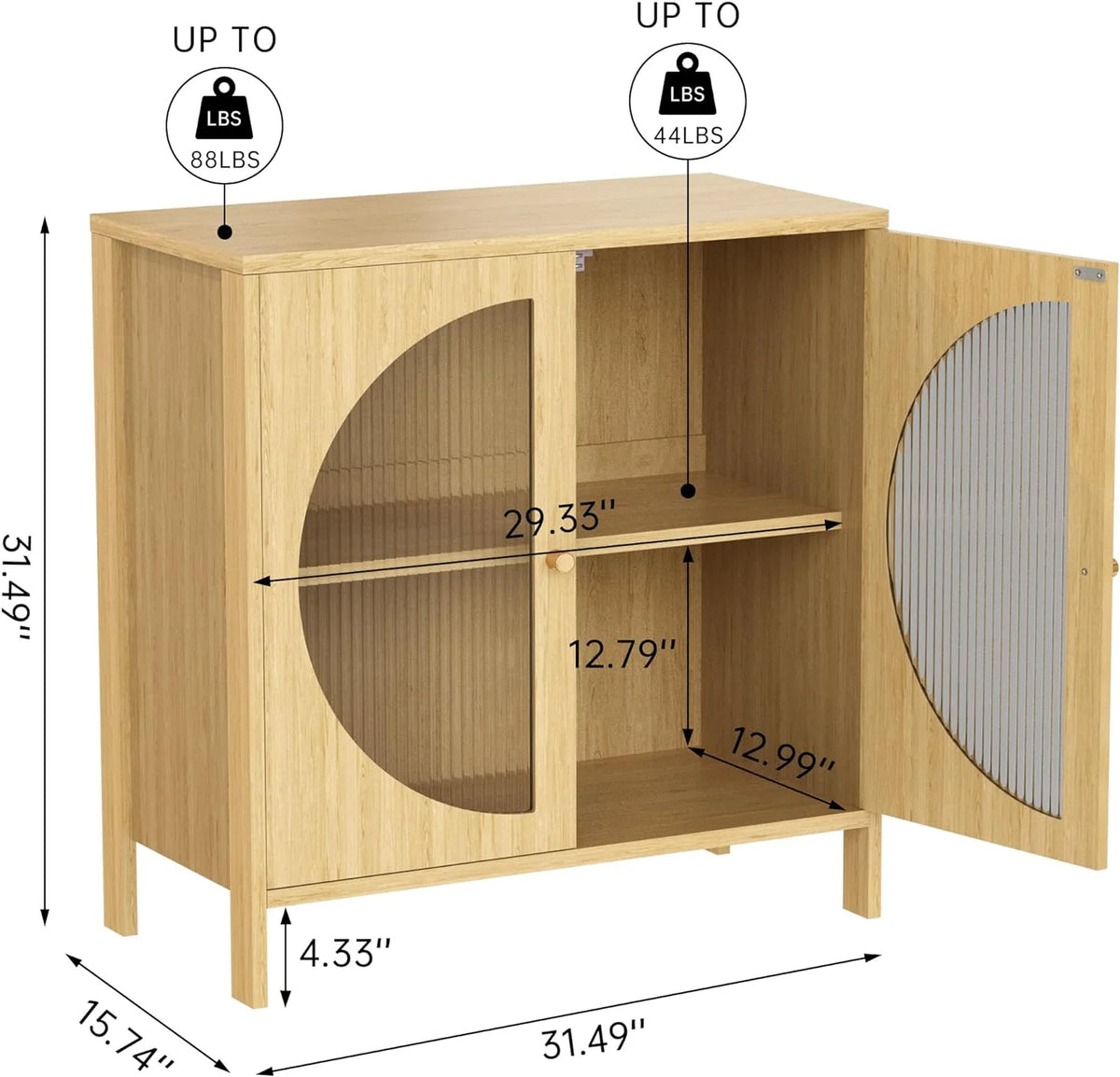 Buffet Cabinet with Storage and Glass Doors O302087