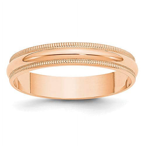 10K Rose Gold 4mm Half Round Band Ring Size 9 N25234
