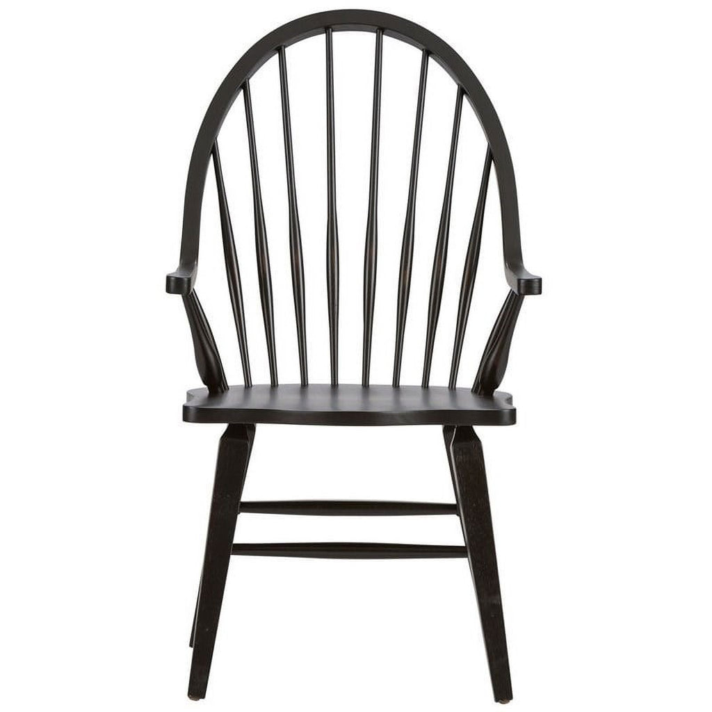 2 Piece Black Wood Dining Arm Chair Set F27830