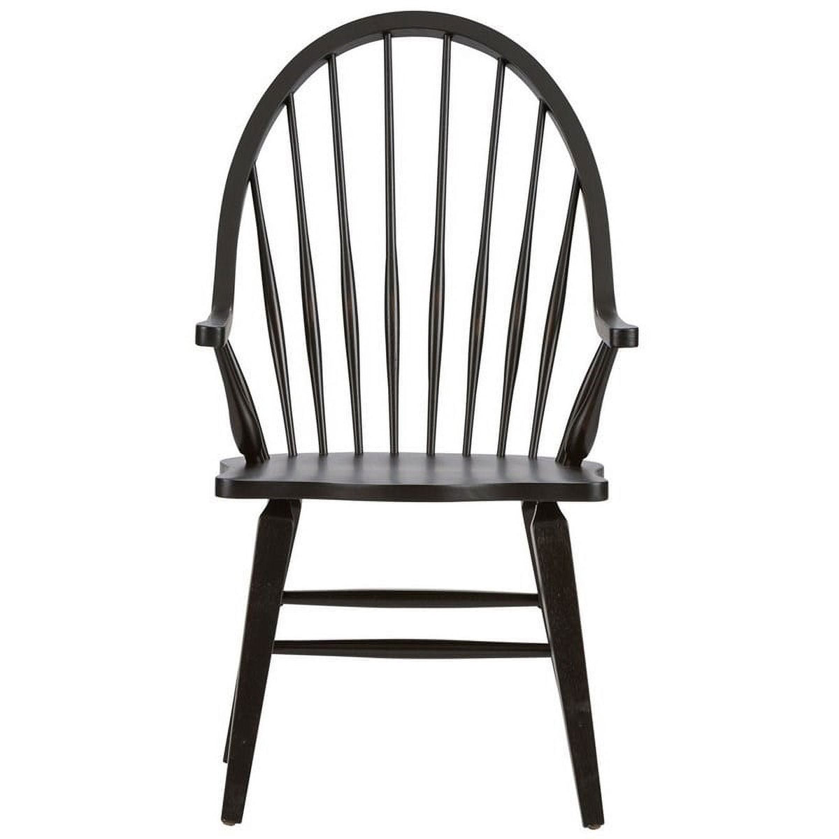 2 Piece Black Wood Dining Arm Chair Set F27830