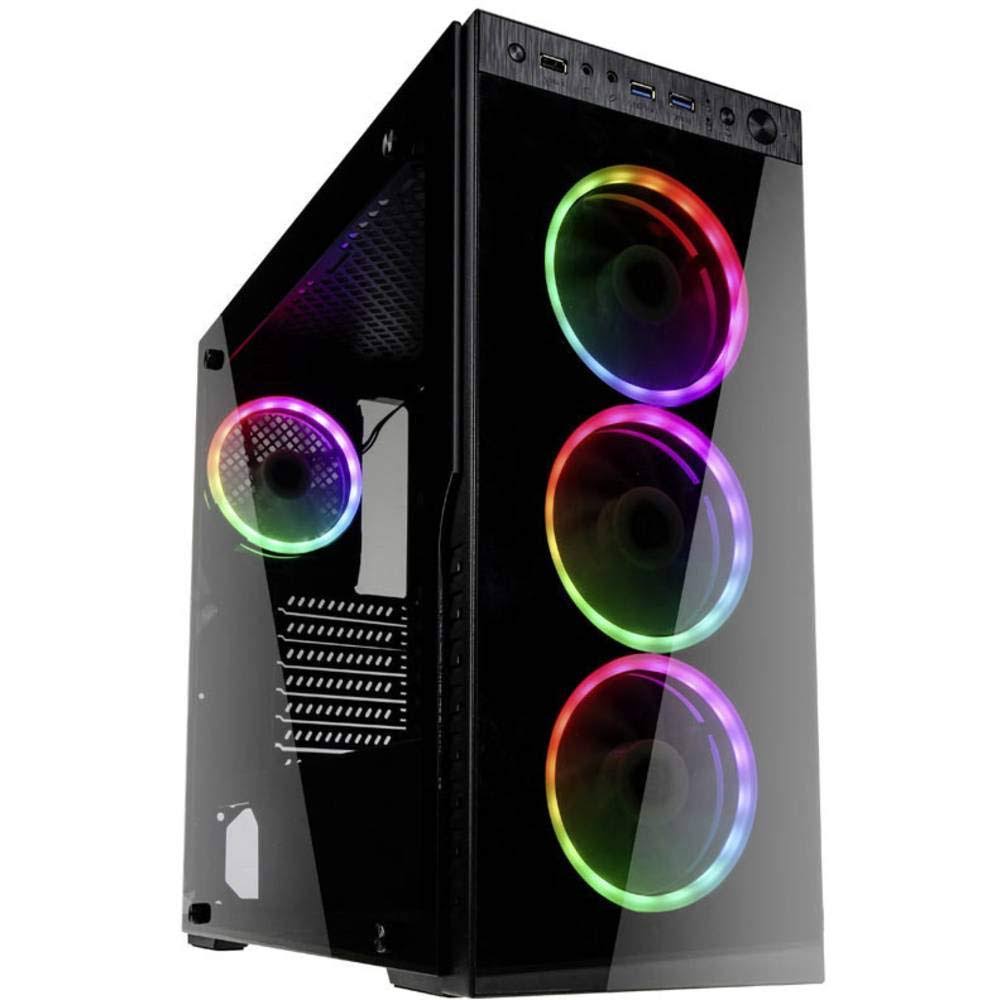 Black Tempered Glass Midi Tower Gaming Case M7355