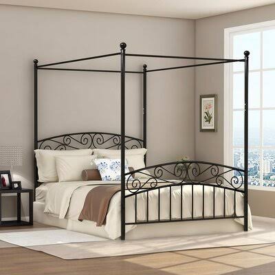 Queen Black Canopy Bed N49546