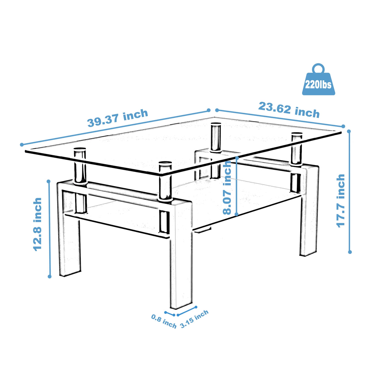 White Glass Coffee Table J704