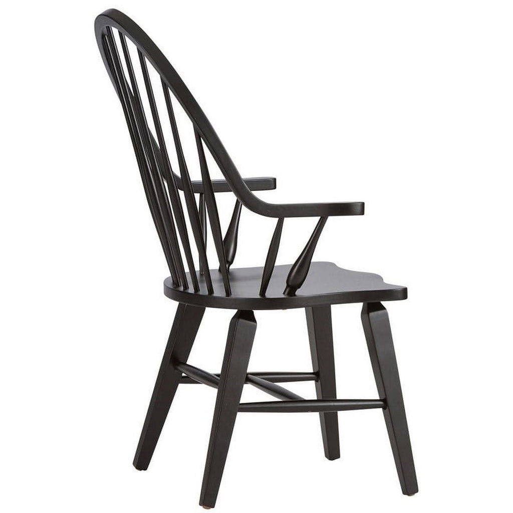 2 Piece Black Wood Dining Arm Chair Set F27830