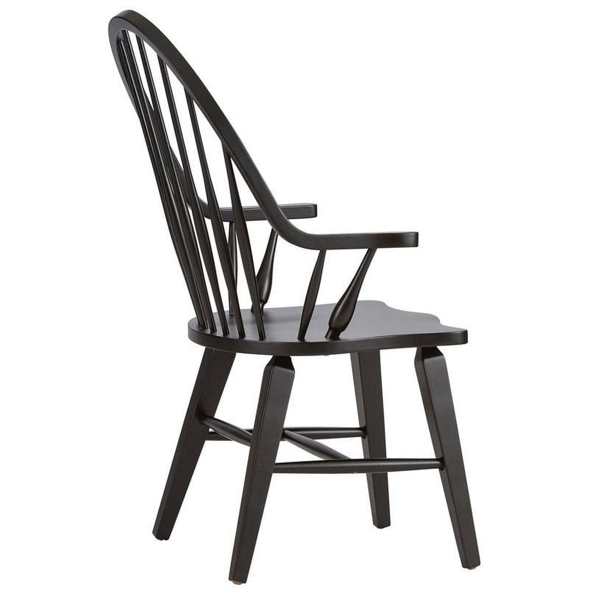 2 Piece Black Wood Dining Arm Chair Set F27830