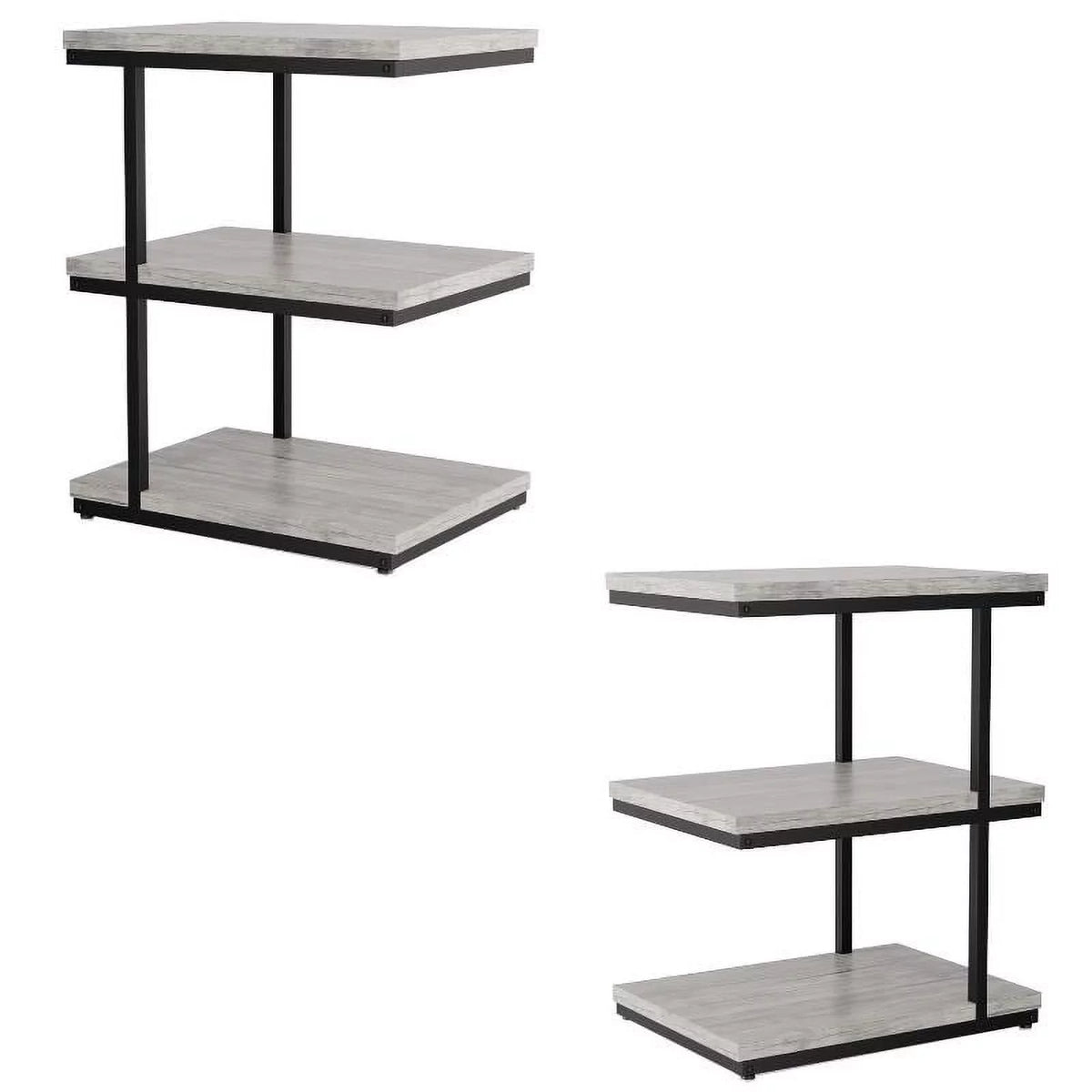 Light Gray 3-Shelf Metal Side Table Set of 2 E2812