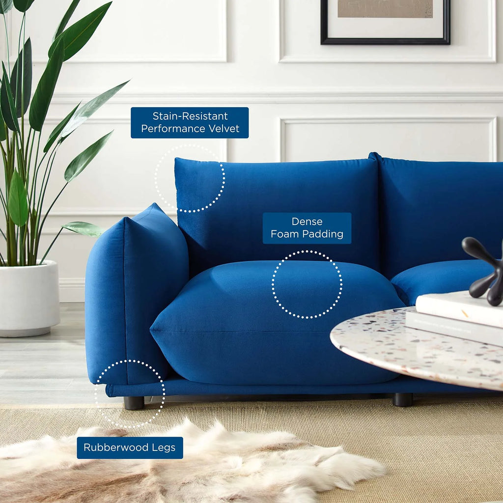 Blue Navy Velvet Loveseat Sofa T180
