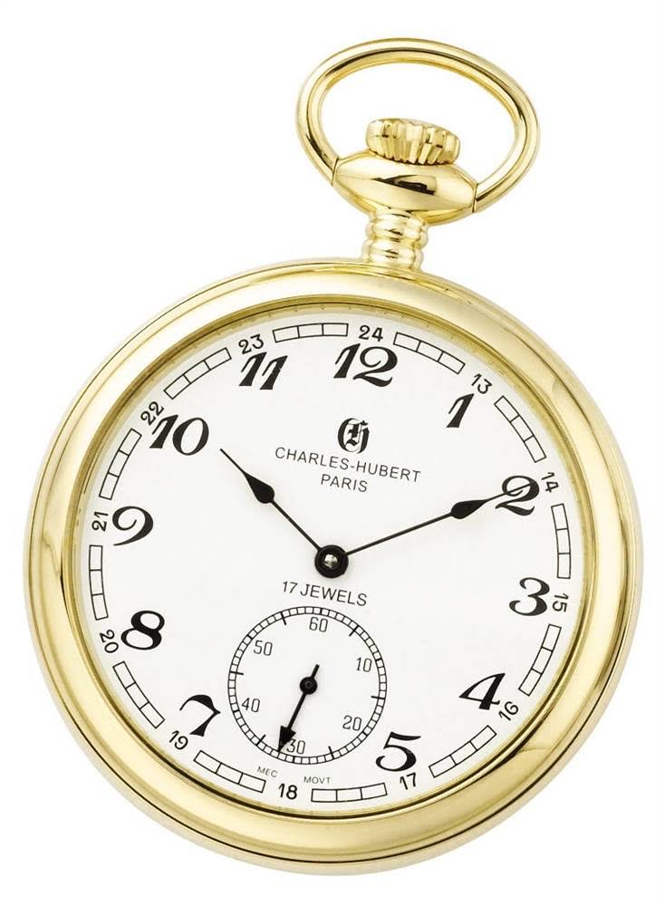 Gold-Tone Plated Stainless Open Face 52mm Pocket Watch D698168