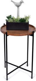 Folding Side Table with Removable Wood Tray I813