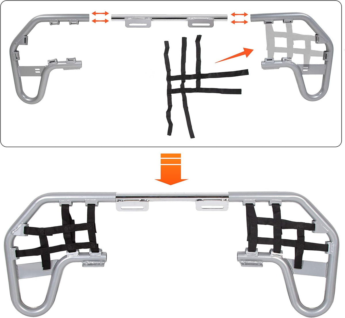 Aluminum Nerf Bars Silver with Black Nets Pack of 2 I894