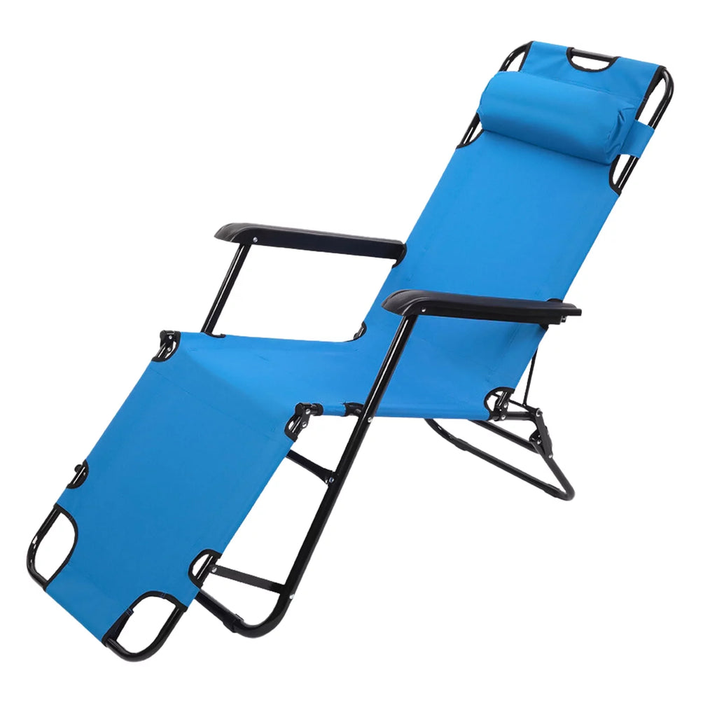 Blue Folding Beach Chair with Pillow X68075