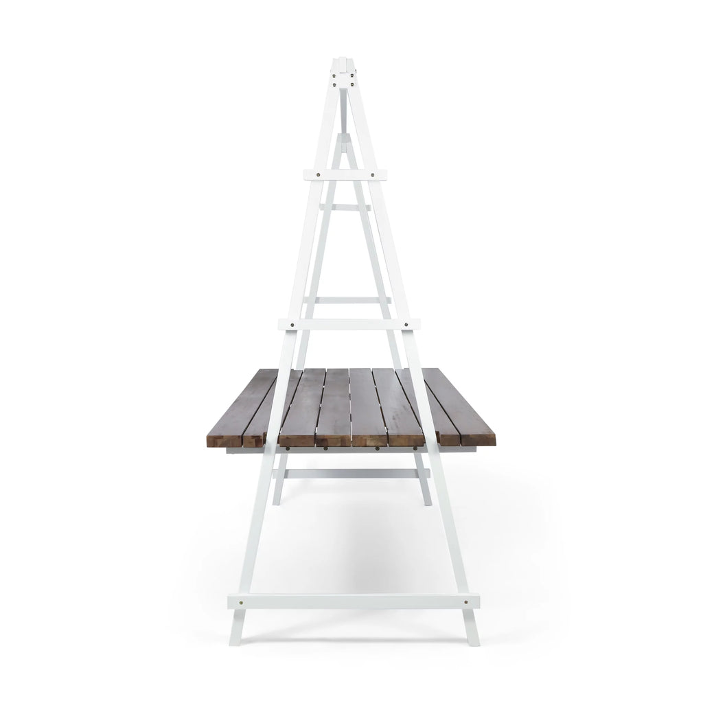 Acacia Wood Dining Table with Iron Plant Hanger U97907