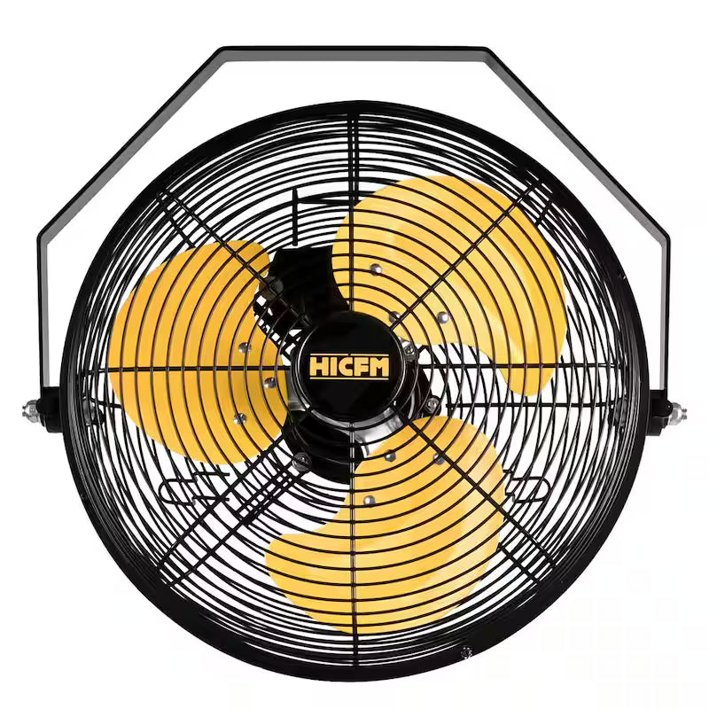 Yellow 12 in. 3-Speeds Wall Fan with Metal Structure O593292