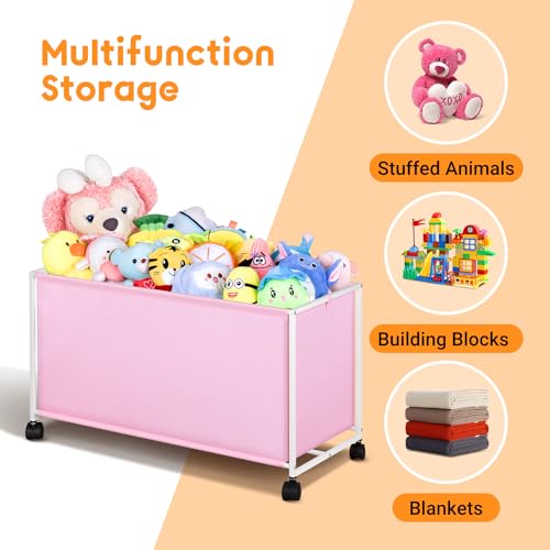 Black Large Toy Box with Wheels B755