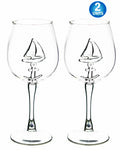 3D Sailboat Anchor Stemmed Wine Glass Set of 2 J90550
